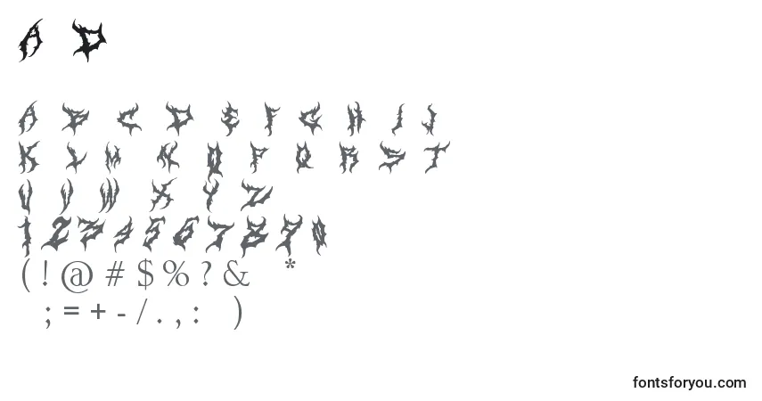 Schriftart ArtDystopia – Alphabet, Zahlen, spezielle Symbole