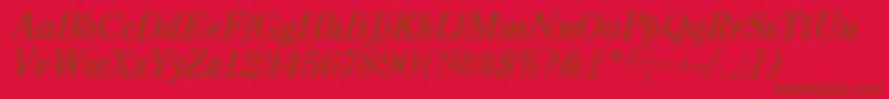 CenturyOldStyleLtItalic-Schriftart – Braune Schriften auf rotem Hintergrund
