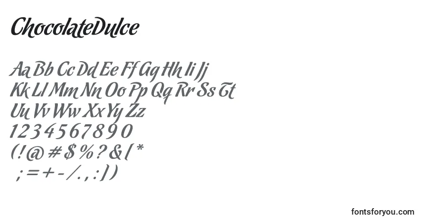 Fuente ChocolateDulce - alfabeto, números, caracteres especiales