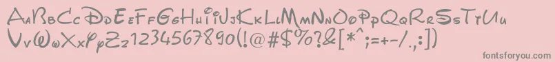 フォントWaltDisneyScript – ピンクの背景に灰色の文字