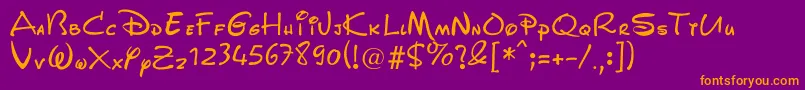 fuente WaltDisneyScript – Fuentes Naranjas Sobre Fondo Morado