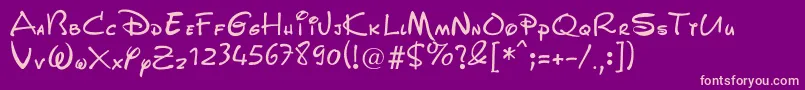 WaltDisneyScript Font – Pink Fonts on Purple Background