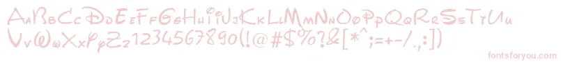 Fonte WaltDisneyScript – fontes rosa em um fundo branco