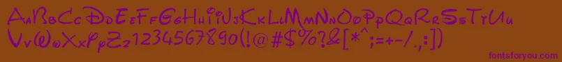 WaltDisneyScript Font – Purple Fonts on Brown Background