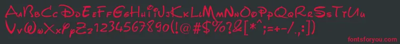 WaltDisneyScript Font – Red Fonts on Black Background