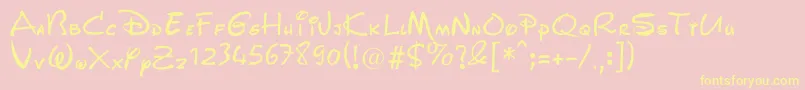 フォントWaltDisneyScript – 黄色のフォント、ピンクの背景