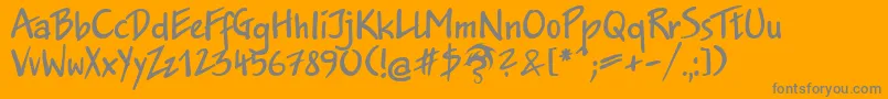 JakobDpNormal-Schriftart – Graue Schriften auf orangefarbenem Hintergrund