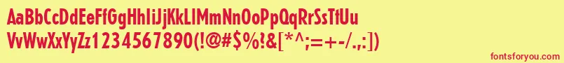 フォントErbarLtBoldCondensed – 赤い文字の黄色い背景