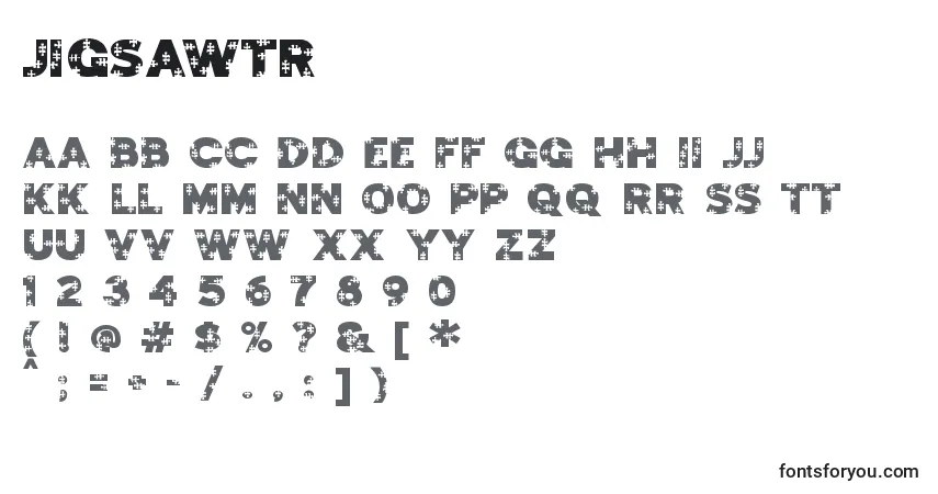 Schriftart Jigsawtr – Alphabet, Zahlen, spezielle Symbole