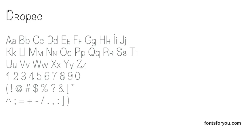 Czcionka Dropsc – alfabet, cyfry, specjalne znaki