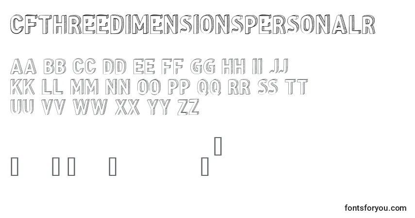 CfthreedimensionspersonalR Font – alphabet, numbers, special characters