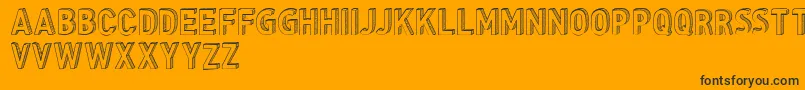 CfthreedimensionspersonalR-Schriftart – Schwarze Schriften auf orangefarbenem Hintergrund