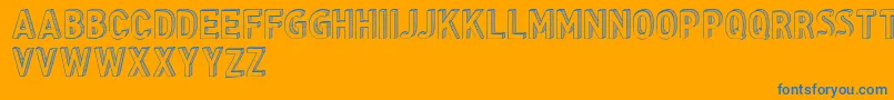 CfthreedimensionspersonalR-Schriftart – Blaue Schriften auf orangefarbenem Hintergrund