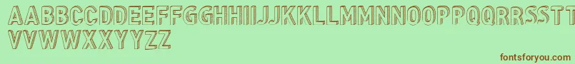 CfthreedimensionspersonalR-fontti – ruskeat fontit vihreällä taustalla