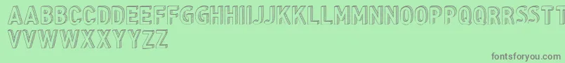 CfthreedimensionspersonalR-fontti – harmaat kirjasimet vihreällä taustalla