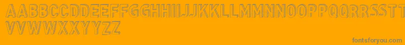 CfthreedimensionspersonalR-fontti – harmaat kirjasimet oranssilla taustalla