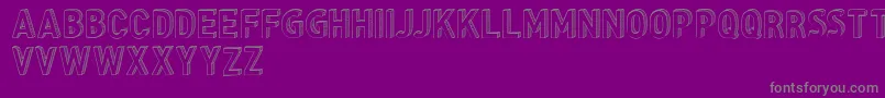 CfthreedimensionspersonalR-fontti – harmaat kirjasimet violetilla taustalla