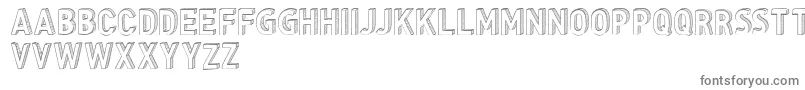 CfthreedimensionspersonalR-fontti – harmaat kirjasimet valkoisella taustalla