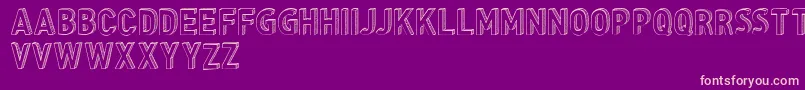 CfthreedimensionspersonalR-fontti – vaaleanpunaiset fontit violetilla taustalla