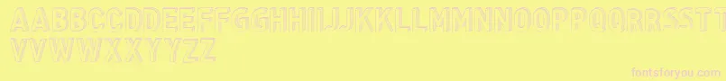 CfthreedimensionspersonalR-fontti – vaaleanpunaiset fontit keltaisella taustalla