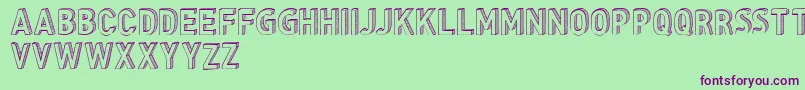 CfthreedimensionspersonalR-fontti – violetit fontit vihreällä taustalla