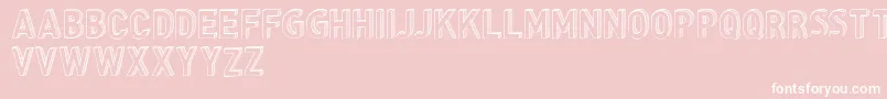 CfthreedimensionspersonalR-fontti – valkoiset fontit vaaleanpunaisella taustalla