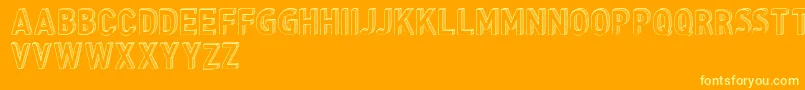 CfthreedimensionspersonalR-Schriftart – Gelbe Schriften auf orangefarbenem Hintergrund