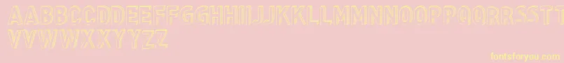CfthreedimensionspersonalR-fontti – keltaiset fontit vaaleanpunaisella taustalla