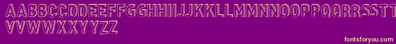 CfthreedimensionspersonalR-fontti – keltaiset fontit violetilla taustalla