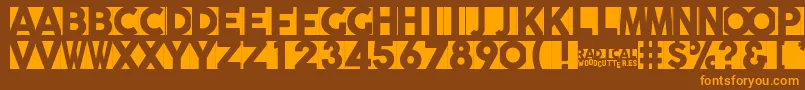 Weitere Informationen zur Radicalblock-Schriftart Radicalblock-Schriftart – Orangefarbene Schriften auf braunem Hintergrund