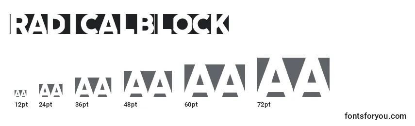 Radicalblock-fontin koot