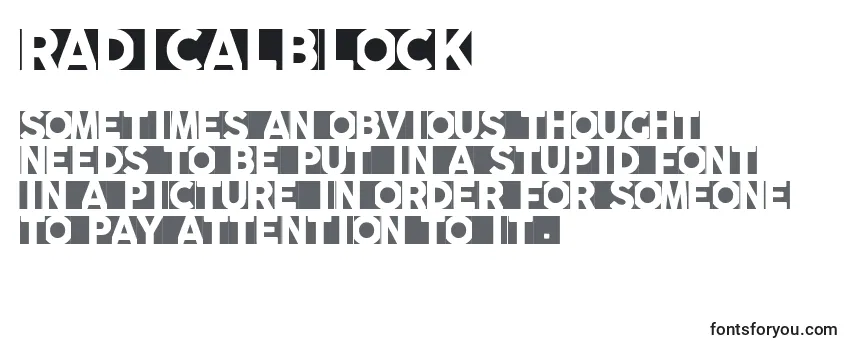 Radicalblock -fontin tarkastelu