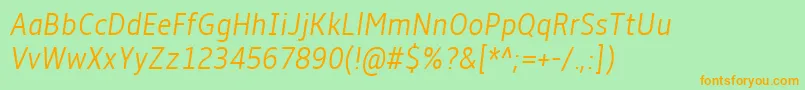 AmbleLightCondensedItalic Font – Orange Fonts on Green Background
