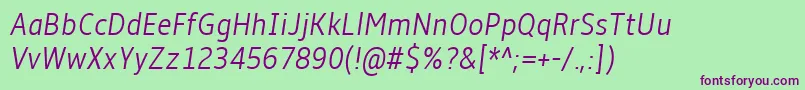 Шрифт AmbleLightCondensedItalic – фиолетовые шрифты на зелёном фоне