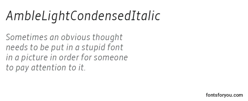 Review of the AmbleLightCondensedItalic Font