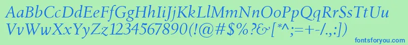 BirkaItalic Font – Blue Fonts on Green Background