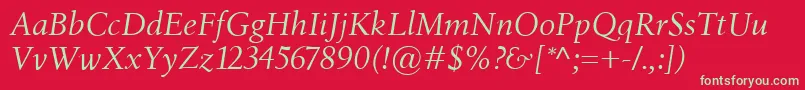 Czcionka BirkaItalic – zielone czcionki na czerwonym tle