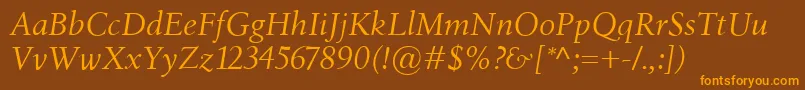 BirkaItalic Font – Orange Fonts on Brown Background