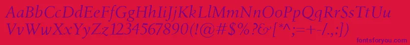 Czcionka BirkaItalic – fioletowe czcionki na czerwonym tle