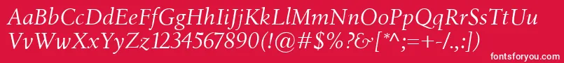 Fonte BirkaItalic – fontes brancas em um fundo vermelho