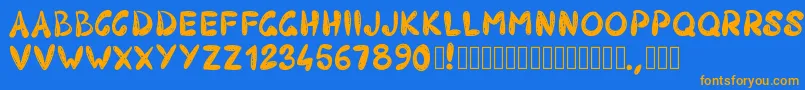 Pw403 Font – Orange Fonts on Blue Background