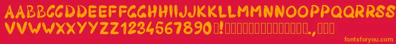 フォントPw403 – 赤い背景にオレンジの文字