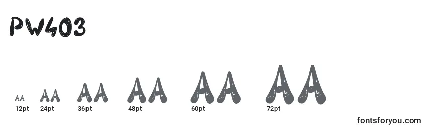 Größen der Schriftart Pw403