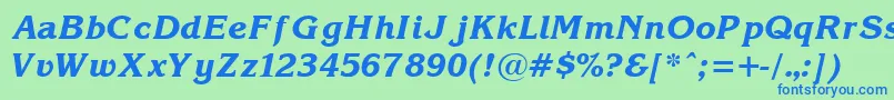 フォントKorinnaBoldItalic – 青い文字は緑の背景です。