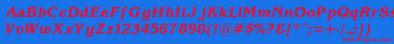 フォントKorinnaBoldItalic – 赤い文字の青い背景