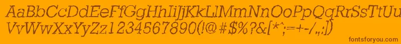 Fonte StaffordrandomLightItalic – fontes marrons em um fundo laranja