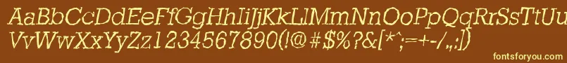 StaffordrandomLightItalic Font – Yellow Fonts on Brown Background