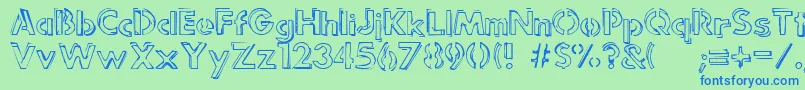 Weitere Informationen zur Punkrockrum-Schriftart Punkrockrum-Schriftart – Blaue Schriften auf grünem Hintergrund