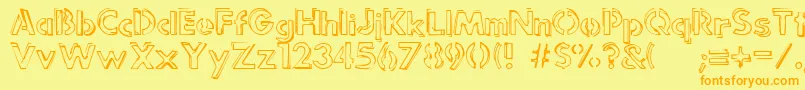 フォントPunkrockrum – オレンジの文字が黄色の背景にあります。