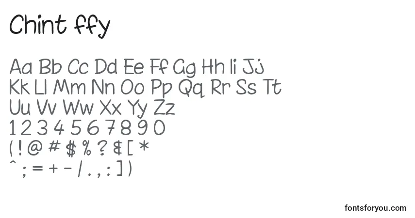 Schriftart Chint ffy – Alphabet, Zahlen, spezielle Symbole